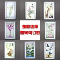 壁灯壁画灯现代新中式带画壁灯客厅卧室走廊过道创意画灯超薄