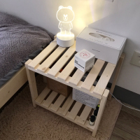 ins风排骨架床头柜实木置物架北欧风 网红床边收纳架租房改造