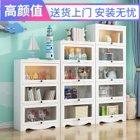 儿童书柜书架组合收纳柜带防尘玻璃置物架客厅落地美式学生书橱