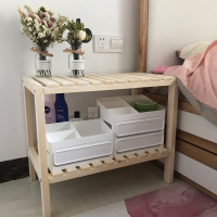 网红简易床头边置物架ins北欧风实木收纳排骨置物架多层落地实木