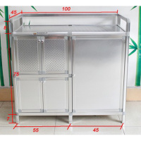 加厚不锈钢煤气灶柜餐边柜厨房碗柜简易橱柜灶台柜铝合金储物柜子