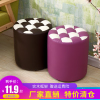 小凳子家用时尚圆凳子小板凳创意皮凳沙发凳成人软凳矮凳实木皮墩