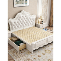 欧式实木床白色1.8米双人主卧床1.5米2.0/2.2M高箱简欧抽屉美式床