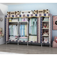 简约衣柜家用简易布衣柜出租房用现代牛津布艺双人组装收纳挂衣厨