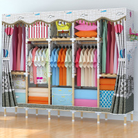 衣柜简易布衣柜实木布艺组装收纳家用卧室出租房用现代简约布柜子