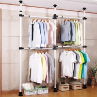 顶天立地衣架置物架落地晾衣架钢管卧室简易衣柜开放式创意衣帽架