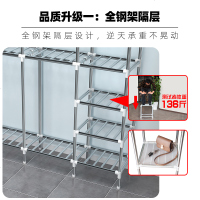 嘉卉 钢架隔层简易布衣柜钢管布艺出租房用挂衣橱宿舍简约现代经济型