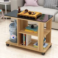 嘉卉 茶几简约功夫沙发边几角几床头柜钢化玻璃可移动小茶几家用茶水桌