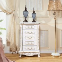 嘉卉 欧式五斗柜白色卧室客厅储物柜实木抽屉美式收纳柜简约现代五斗橱