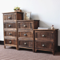 嘉卉 简约实木复古收纳柜特价卧室做旧床头柜美式乡村斗柜拍摄道具柜子