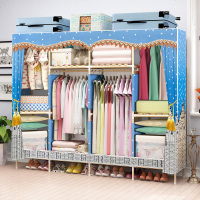 嘉卉 衣柜简易布衣柜实木加固牛津布双号收纳柜简约现代经济型衣橱