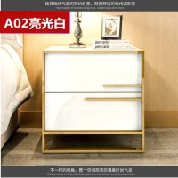 嘉卉 2019新款轻奢床头柜现代简约黑白色亮光烤漆镀金卧室储物床头柜