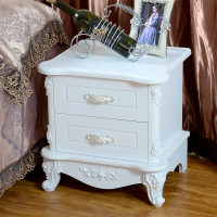 嘉卉 欧式床头柜简约现代韩式小柜子白色烤漆雕花收纳柜卧室床边柜 邮