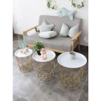 嘉卉 ins茶几床头柜北欧铁艺脏衣篮整理储物桶置物筐带盖收纳筐小户型