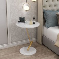嘉卉 北欧角几创意大理石小茶几客厅沙发边几简约现代铁艺金色小圆桌