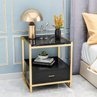 嘉卉 床头柜置物架北欧大理石ins风轻奢简约现代卧室小型收纳储物柜子