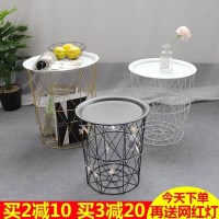 嘉卉 ins北欧风铁艺床头柜极简金色属小桌子卧室个性创意省空间小茶几