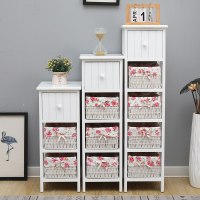 嘉卉 实木藤编迷你床头柜子宽25cm卧室收纳边柜小户型超窄简约夹缝斗柜