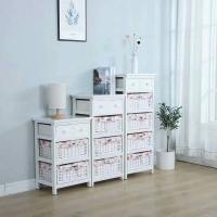 嘉卉 简易实木床头柜40cm宽简约卧室藤编收纳柜田园储物小柜子多功能