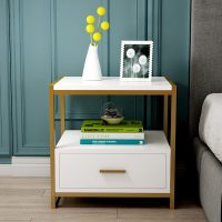 嘉卉 创意轻奢金色大理石台面床头柜简约现代迷你收纳储物柜容易打理