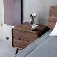 嘉卉 简易床头柜北欧简约现代全实木黑胡桃木卧室床头收纳小柜子储物柜