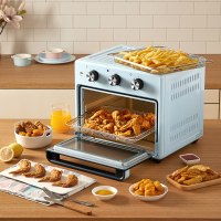 电烤箱家用烘焙大容量多功能小型小烤箱25l全自动智能空气炸锅|浅蓝色