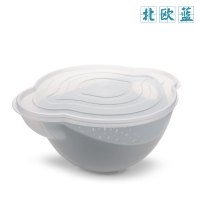 吃西瓜神器冰箱厨房水果蔬菜带盖塑料保鲜收纳盒沥水篮|北欧蓝