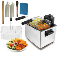 电油炸锅家用炸薯条机商用恒温电油炸机油炸炉电迷你小型炸炉|5升搪瓷内锅电炸炉