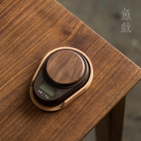 茶道电子称精准茶叶称克秤家用厨房小型迷你克重称烘焙食物中药秤|胡桃色茶称+榉木托盘