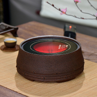 电陶炉茶炉小型静音煮茶器家用老岩泥铁壶银壶泡茶炉复古陶瓷茶具|褐色