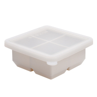 硅胶冰格模具 方块大号制冰盒 宝宝辅食盒 家用冷饮大块冰格|灰色4格