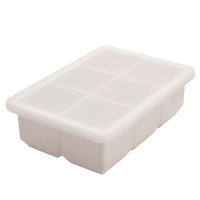 硅胶冰格模具 方块大号制冰盒 宝宝辅食盒 家用冷饮大块冰格|灰色6格