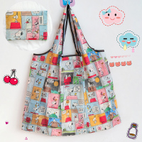 ins可爱少女心折叠帆布购物袋环保便携大容量手提市买菜包大号|史努 横向大号