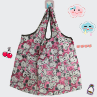 ins可爱少女心折叠帆布购物袋环保便携大容量手提市买菜包大号|枚粉史努 横向大号