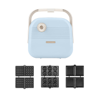 多功能三明治机 早餐机家用神器吐司压烤机面包华夫饼机|蓝色顶配(三个盘)