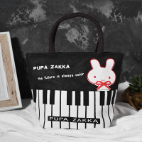 新款加厚小号帆布包女手提带拉链购物袋便当包妈妈零钱包手拎小包|钢琴兔 横向小号