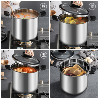 加厚304不锈钢汤锅家用大容量煲汤锅加高炖锅燃气灶电磁炉煮粥锅