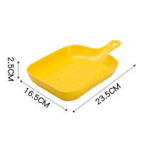 网红烤盘陶瓷芝士焗饭微波炉烤箱专用创意双耳烘焙餐具家用菜盘子|单柄烤盘-黄色