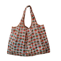 大容量市购物袋大号可折叠轻薄便携带妈咪买菜包 环保袋礼品袋|粉红色草莓流行款 横向大号