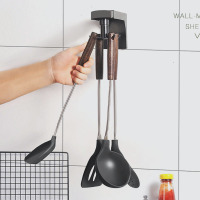 厨房勾子勺子铲子锅铲挂架多功能免打孔旋转置物架厨具挂钩壁挂式