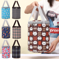 圆形加厚大容量男女带饭的手提袋子防水便当包铝箔保温桶包