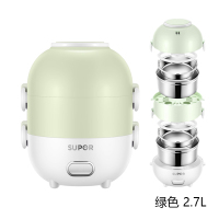 电热饭盒保温可插电加热自热饭盒保温桶蒸饭神器上班族便携|绿色双层2.7L