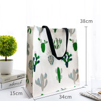 手提袋女便携购物袋学生斜跨书袋折叠防水环保便当包|仙人掌大号34*1538h 纵向大号
