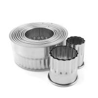 12头加厚不锈钢饼干切模慕斯圈圆形水果蔬切皮饺子皮模具烘焙工具|慕斯圈牙面（高度5.2CM)