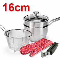 不粘热奶锅304不锈钢家用宝宝婴儿辅食锅小蒸煮炸多功能加厚|不锈钢色