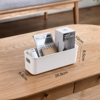 杂物收纳筐化妆品收纳盒家用厨房整理盒学生桌面零食储物盒小盒子|象牙白（窄款加厚）