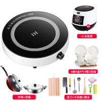 圆形电磁炉家用小型多功能火锅宿舍迷你炒菜一体节能新款电池炉|白色套餐9+3L电饭煲