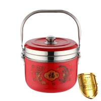 加厚304不锈钢节能省电免火再煮锅汤炖蒸焖烧锅保温锅气电两用正|加厚龙凤红6.8L(SUS304)