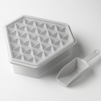 冰格模具冰块盒冰格带盖创意制冰盒小号网红带盖冰格家用制冰模具|[52格灰色]形冰格送冰铲
