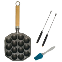 章鱼樱桃小丸子锅无涂层不粘烤盘电磁燃气炉用烤鹌鹑蛋虾扯蛋模具|14孔赠油刷、翻针